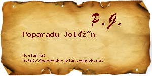 Poparadu Jolán névjegykártya